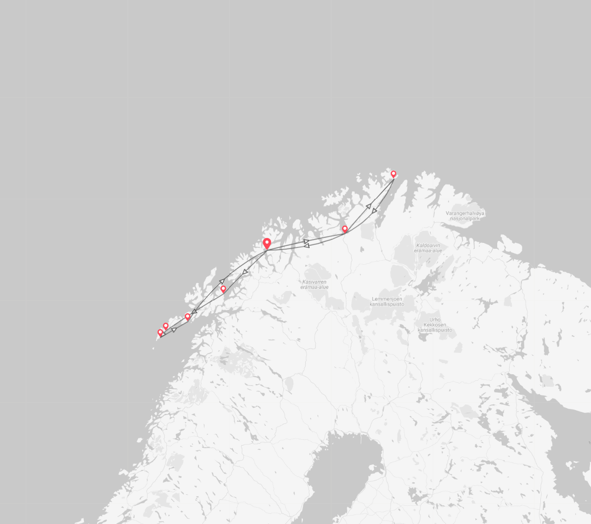 Norvegia: dalle Lofoten a Capo Nord map
