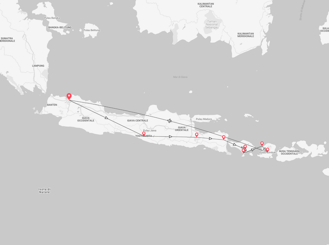 Indonesia: Giava, Bali e isole Gili map