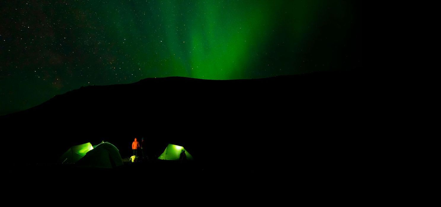 Magical night in a tent under the aurora in Iceland