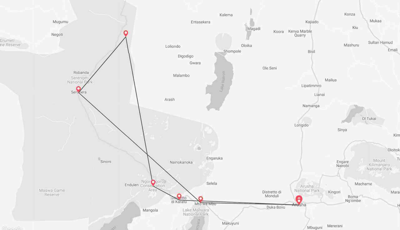 Tanzania Adventure map