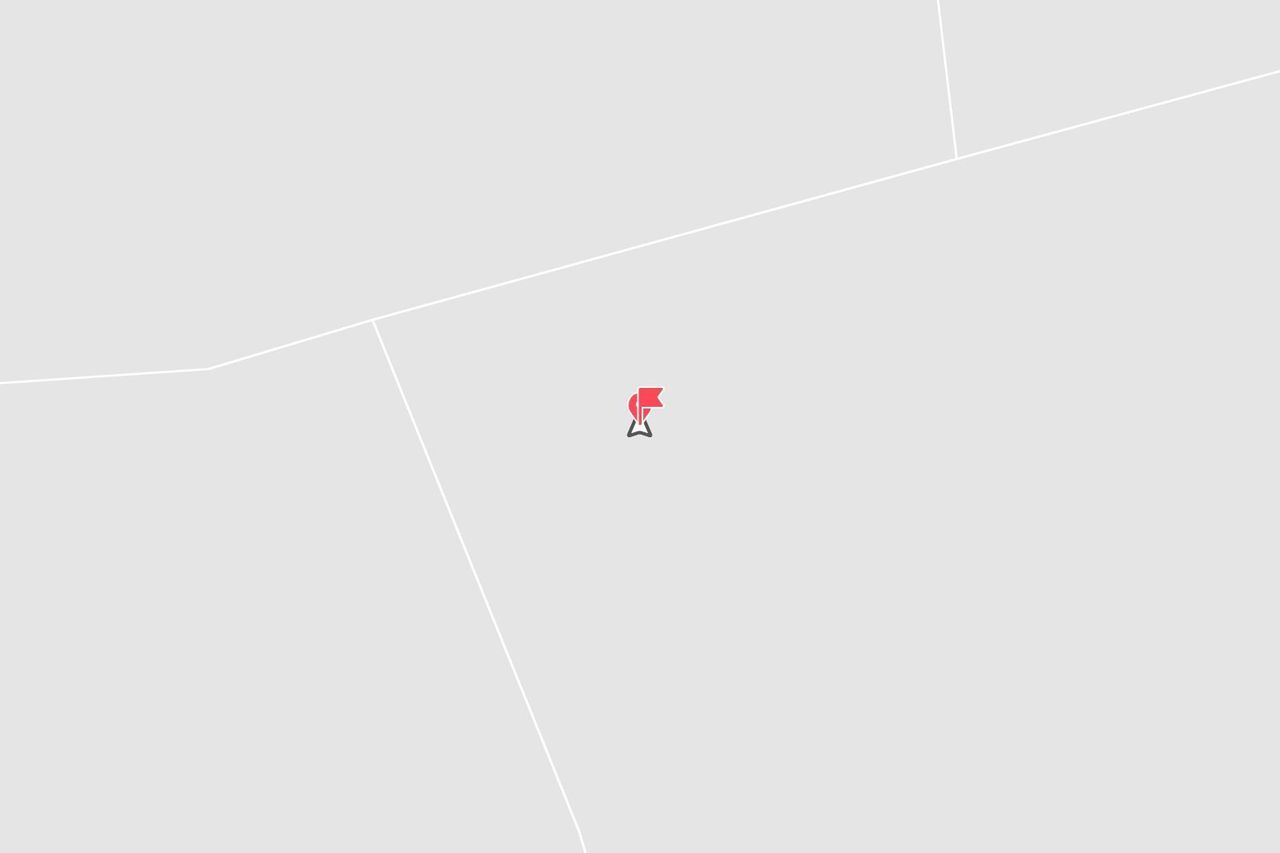Un pin de bandera roja señala una ubicación en un mapa gris minimalista con líneas blancas que indican carreteras.