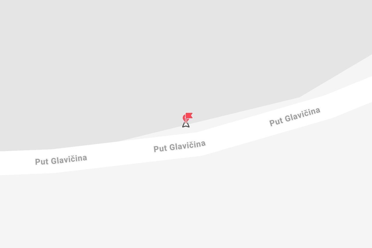 Una mappa che mostra un segnaposto rosso su una strada chiamata Put Glavičina.