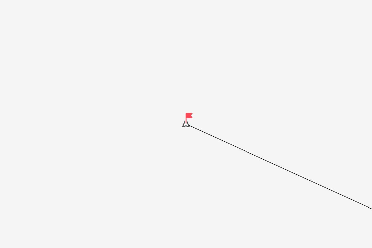 Un'animazione minimalista di un segnaposto con una bandiera rossa che traccia un percorso di viaggio su uno sfondo bianco.