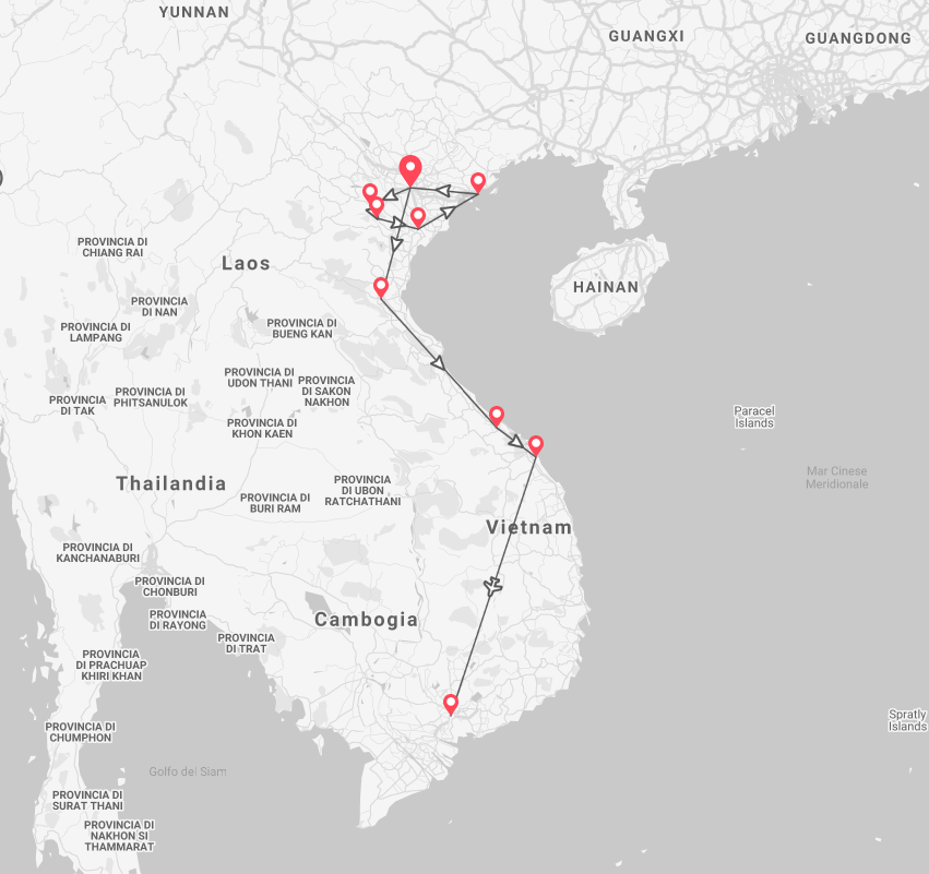 Vietnam: da Hanoi a Ho Chi Minh City map