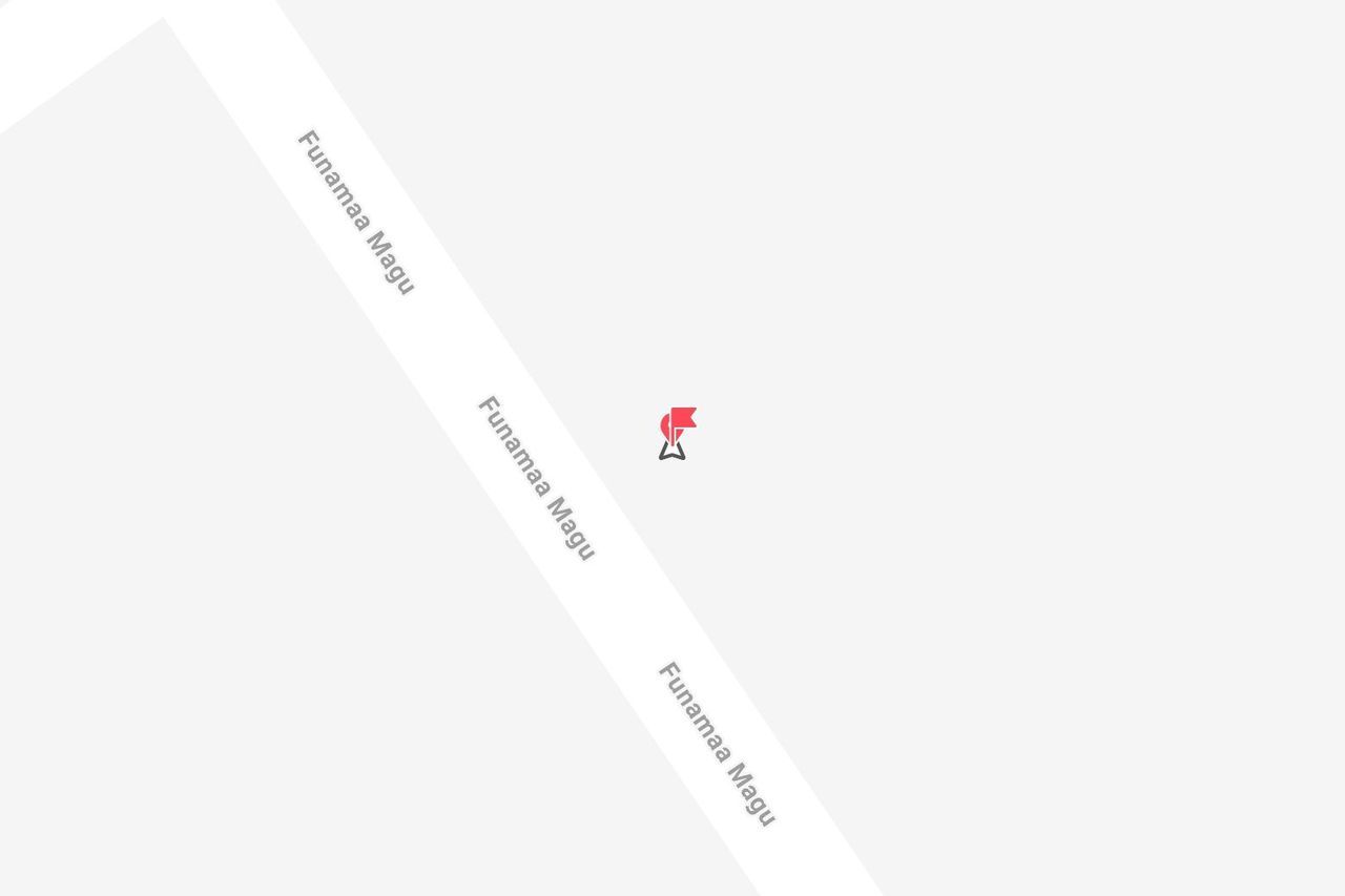 Una mappa minimalista con un segnaposto rosso sulla via Funamaa Magu.