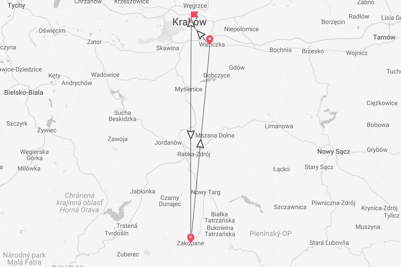 Itinerario di viaggio in Polonia: da Cracovia a Zakopane e ritorno, passando per Mszana Dolna.
