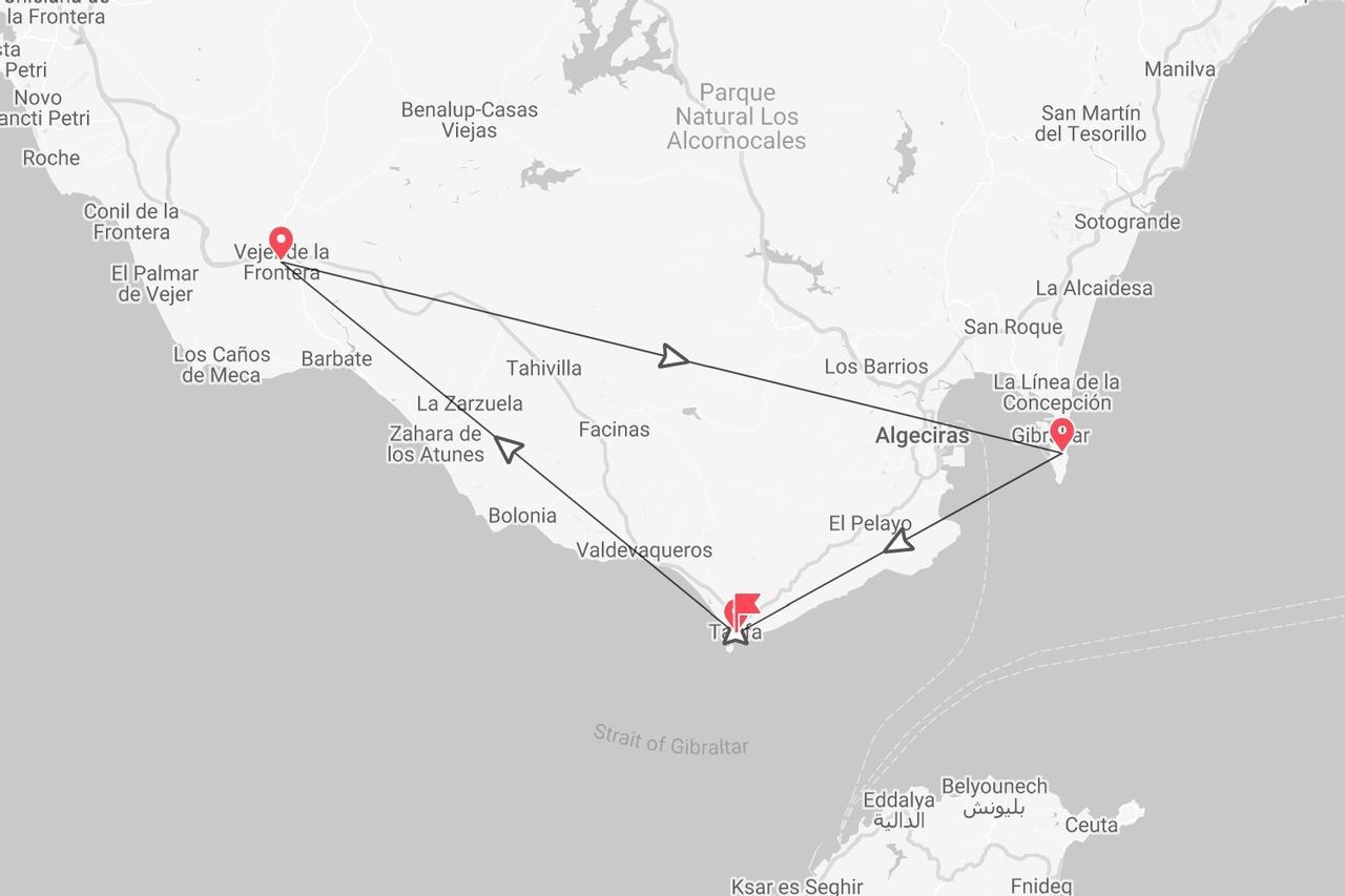 Itinerario de ruta por el sur de España: Vejer de la Frontera, Tarifa y Gibraltar.