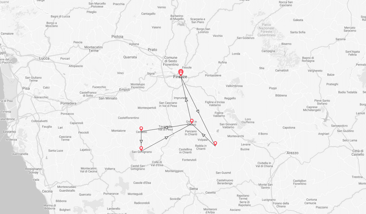Toscana Express: le colline del Chianti map