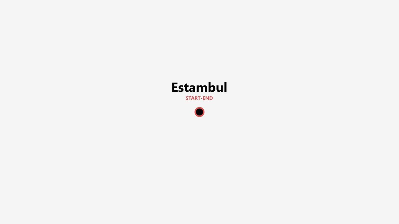 Un mapa gráfico minimalista que señala Estambul como punto de partida y llegada de un viaje.