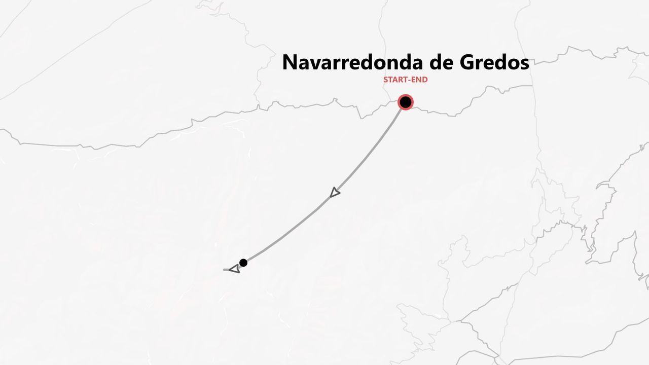 Mapa del itinerario de un viaje, con Navarredonda de Gredos como inicio y fin.
