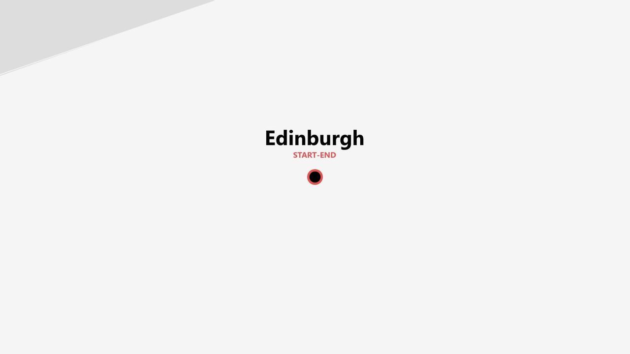 Mappa minimalista che indica Edimburgo come punto di partenza e arrivo di un viaggio.