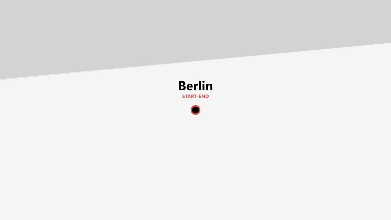 Una grafica di mappa che mostra Berlino come punto di partenza e arrivo di un itinerario di viaggio, contrassegnata da un'icona circolare rossa e nera.