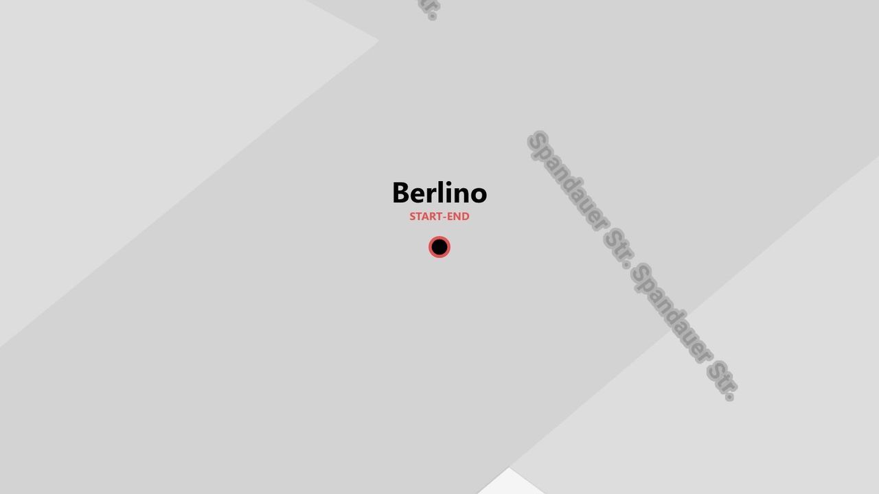 Mappa minimalista con punti di inizio e fine a Berlino, vicino a Spandauer Str.