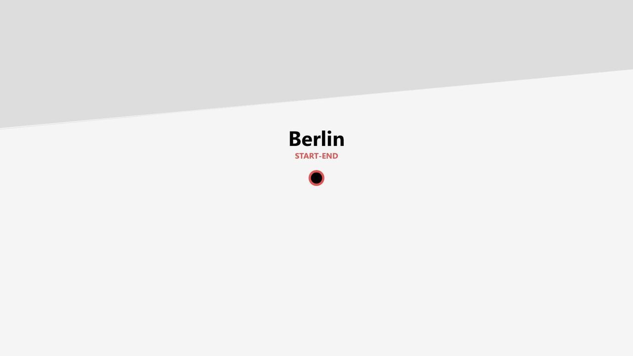 Eine minimalistische Kartengrafik, die Berlin als Start- und Endpunkt einer Reise zeigt, markiert mit einem kreisförmigen Symbol.