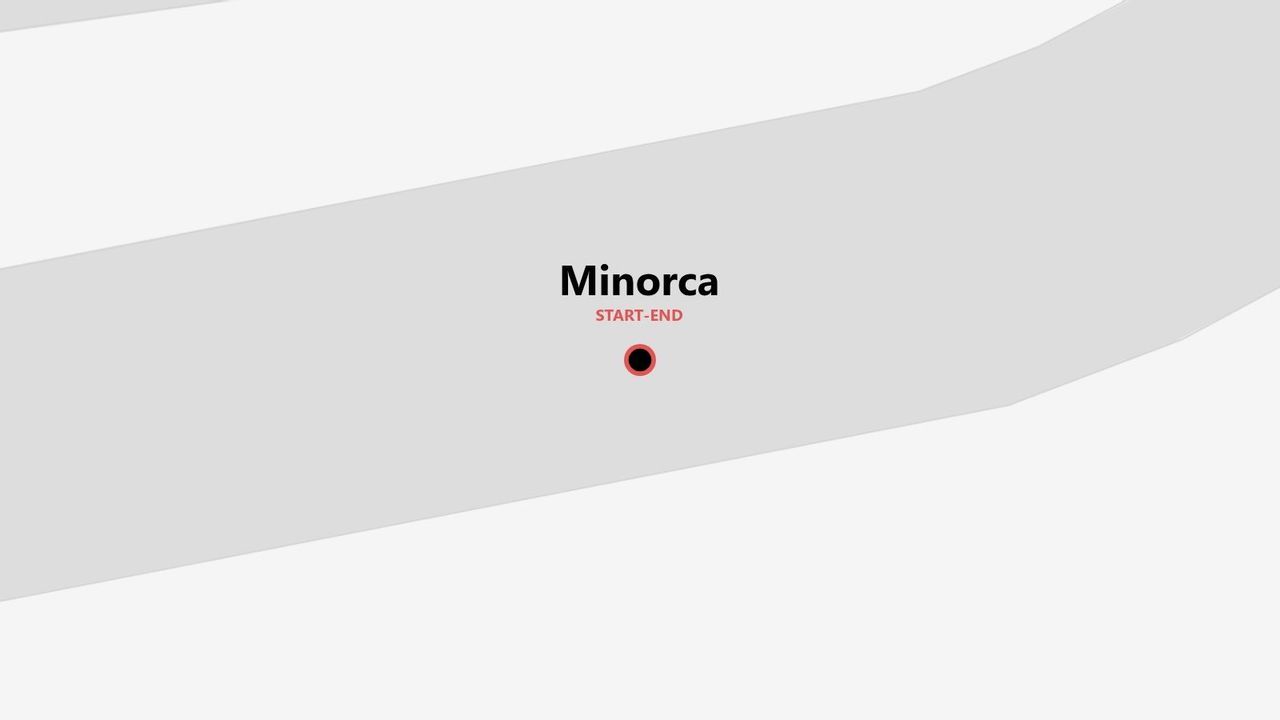 Mappa stilizzata che mostra l'isola di Minorca come unico punto di partenza e arrivo per un viaggio.