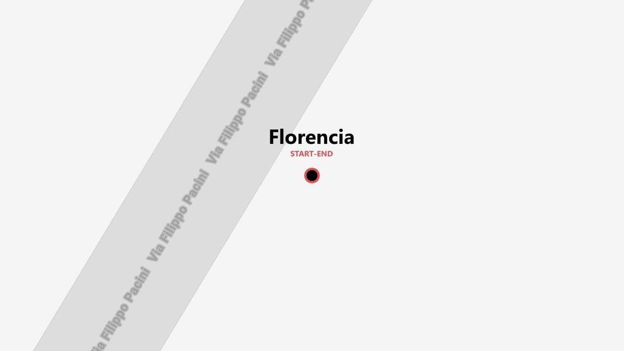 Mapa minimalista de una ruta con punto de inicio y fin en Florencia, en Via Filippo Pacini.