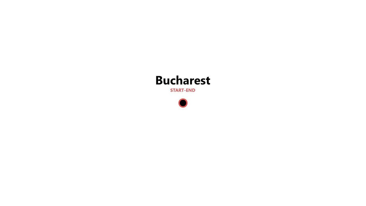 Un gráfico que muestra Bucarest como el punto de inicio y fin de un viaje, marcado con un icono circular sobre un fondo blanco.