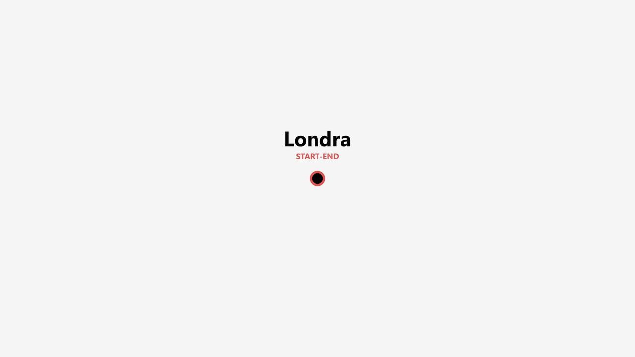 Una grafica di mappa minimalista che indica Londra come punto di partenza e di arrivo per un viaggio.