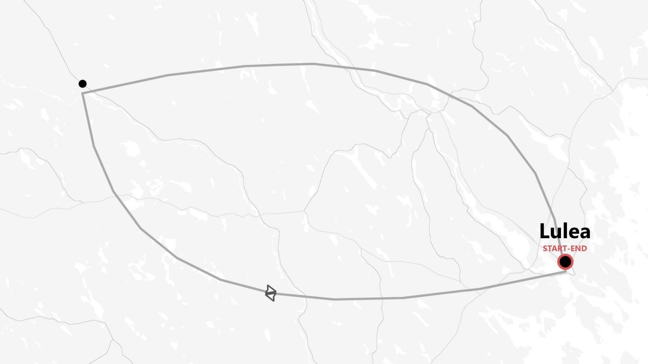 Minimalistische Karte einer Rundreise mit Start- und Endpunkt in Luleå.