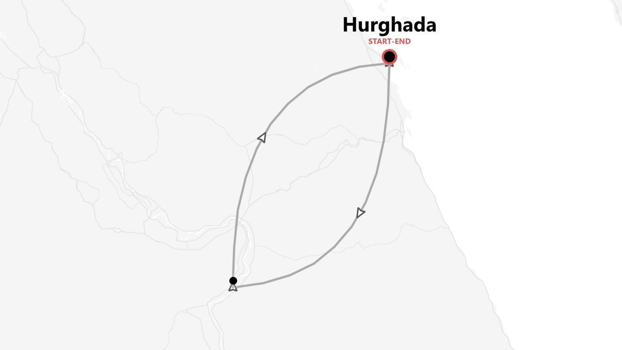 Itinerario de viaje circular con inicio y fin en Hurghada.