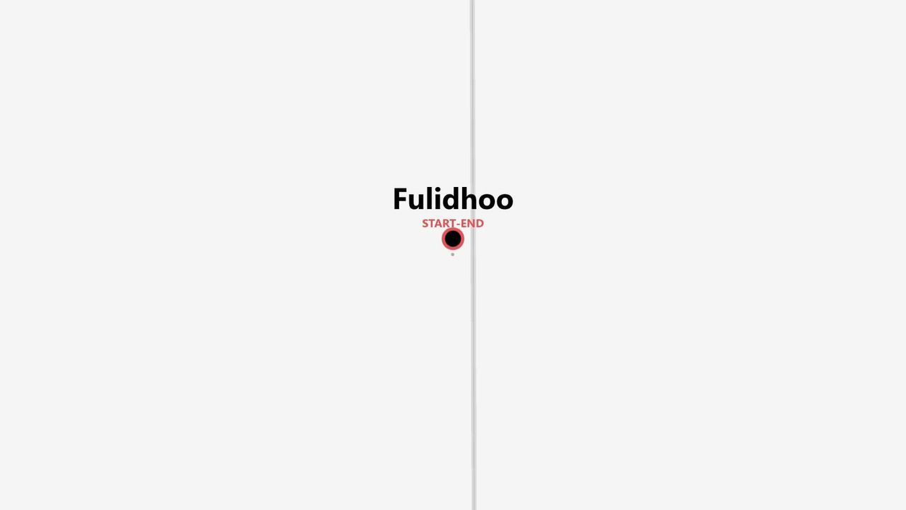 A minimalist map graphic showing a point on a vertical line labeled 'Fulidhoo' and marked as 'START-END'.