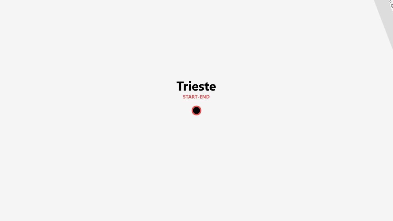 Una mappa grafica che mostra Trieste come punto di inizio e fine di un viaggio.
