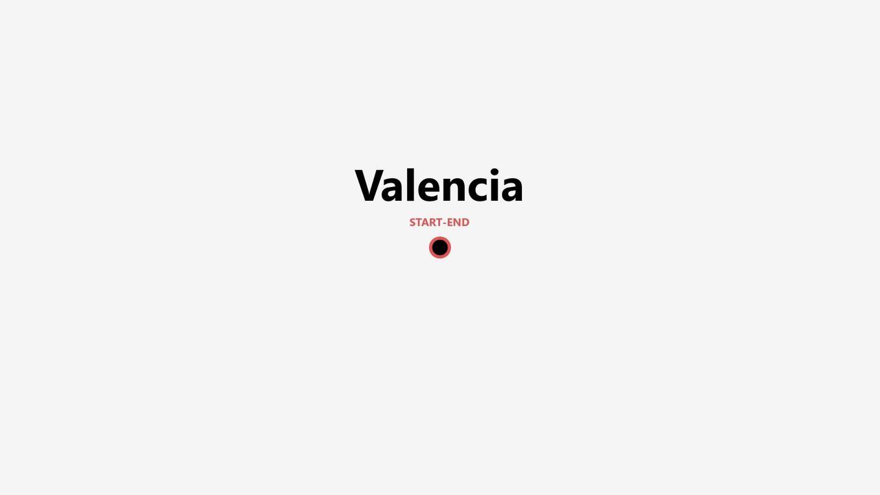Grafica con la scritta 'Valencia' in nero, 'START-END' e un'icona circolare sotto in rosso e nero.
