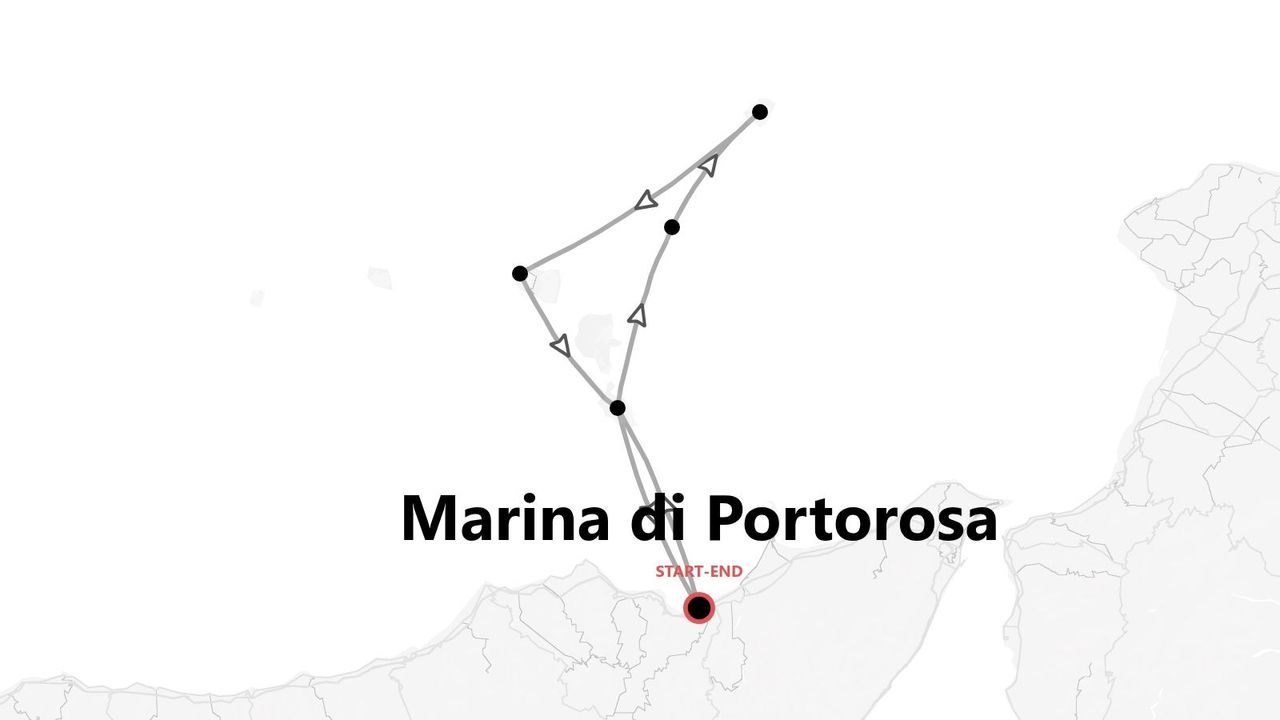 Mappa di un itinerario con partenza e arrivo a Marina di Portorosa.