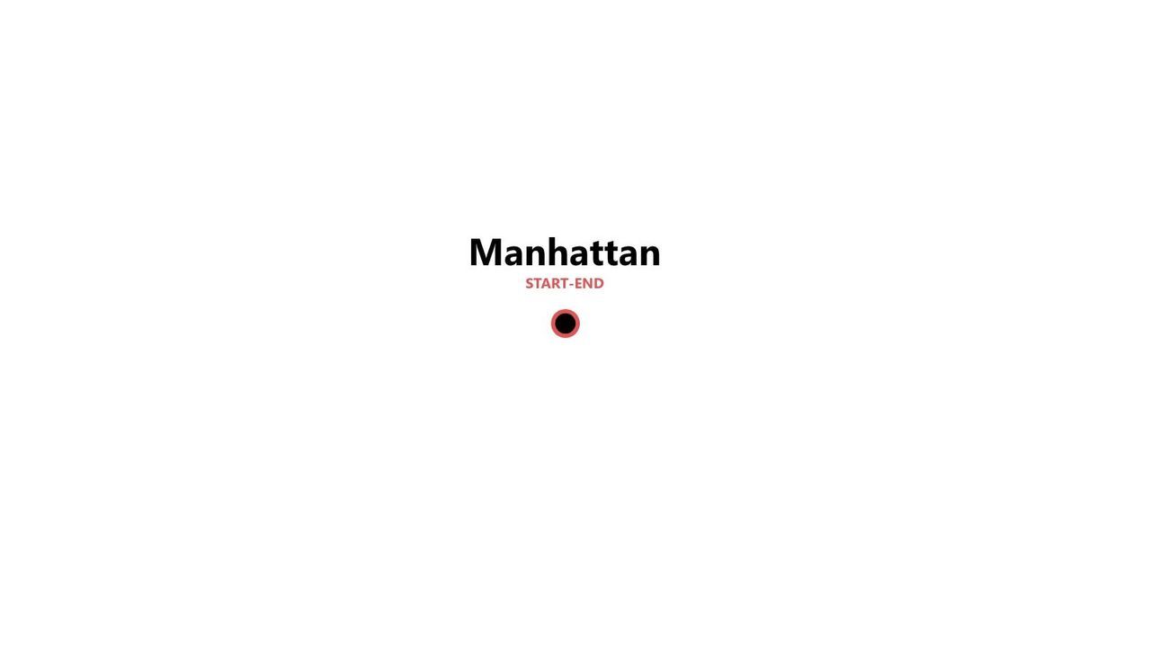 The word 'Manhattan' in black text above 'START-END' in red, with a circular icon below on a white background.