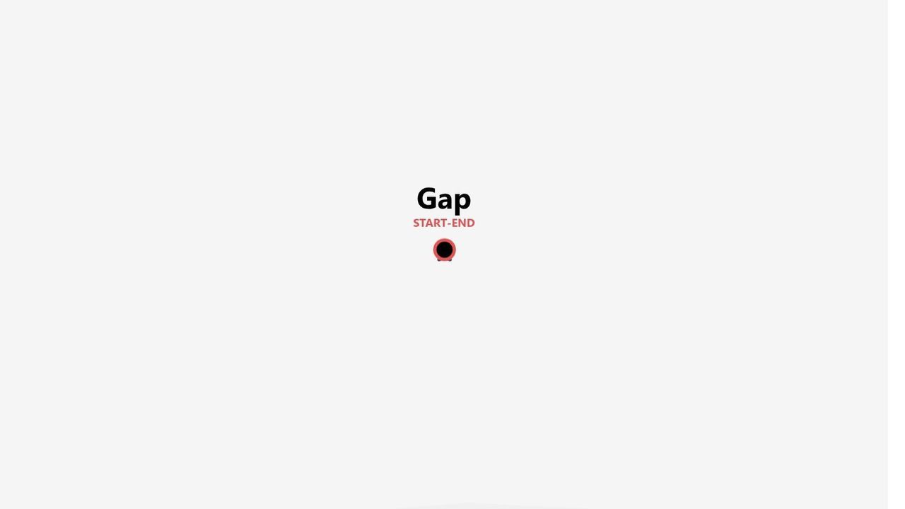 Le mot 'Gap' en gras noir au-dessus de 'START-END' et un graphique circulaire rouge et noir sur fond blanc.