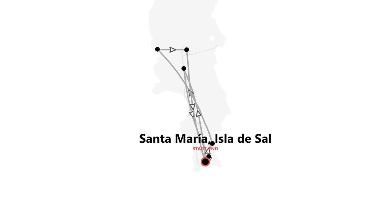 Reiseroute auf Sal: Karte mit Start und Ziel in Santa María.