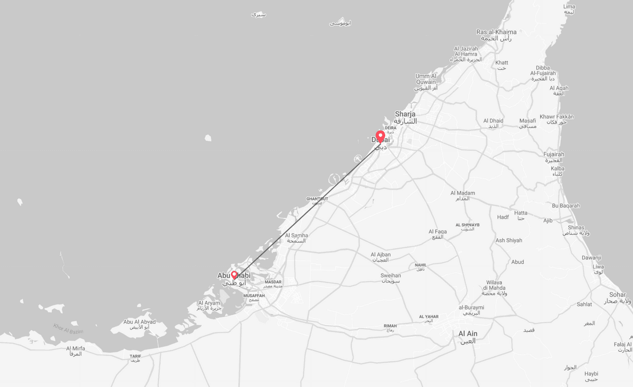 Emiratos Arabes Unidos: de Dubai a Abu Dhabi map