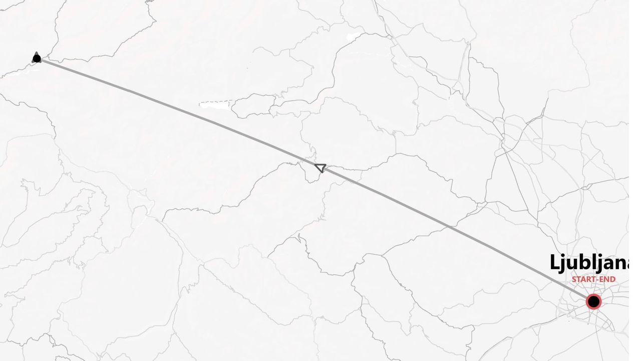 Eine Karte mit einer Rundreise, die in Ljubljana beginnt und endet.