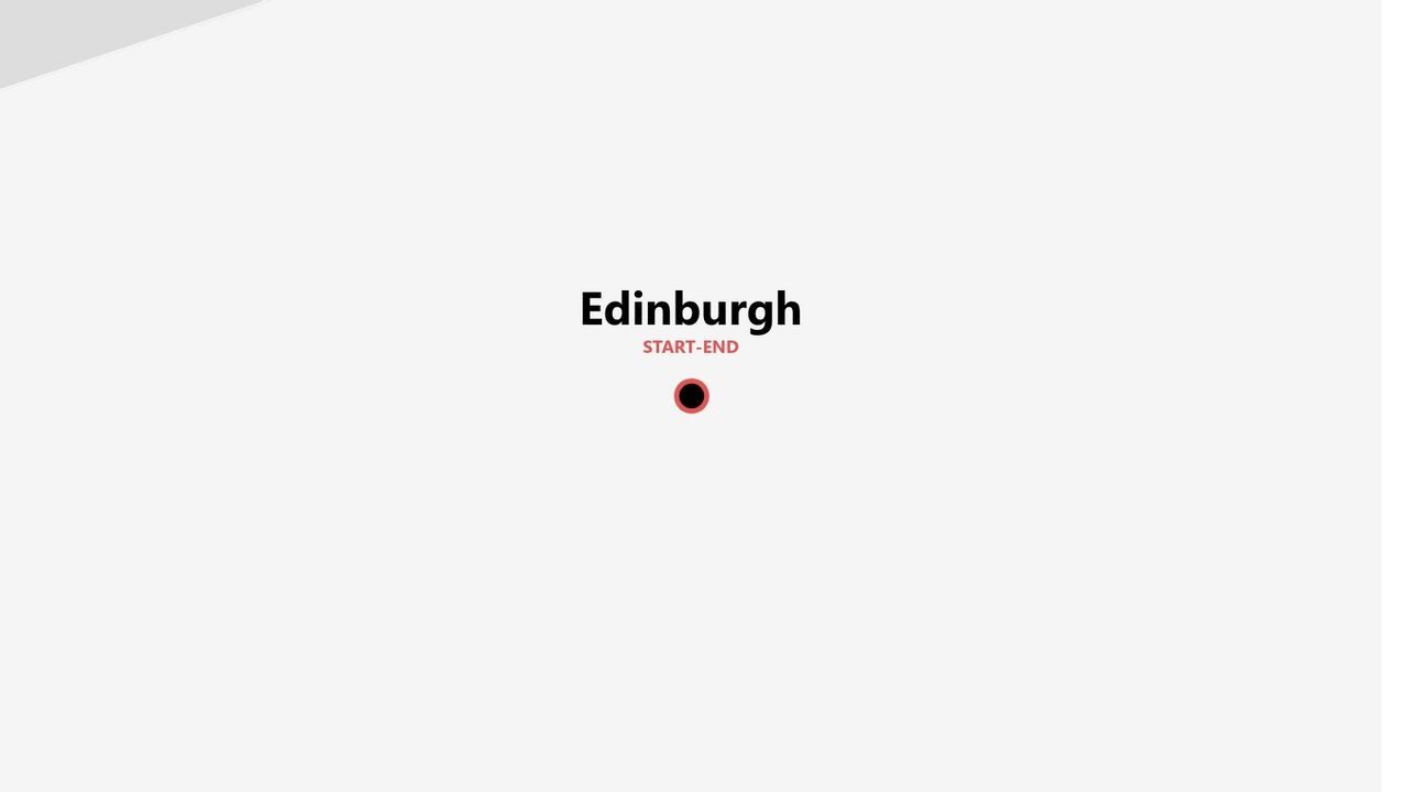 Eine minimalistische Kartengrafik, die Edinburgh als Start- und Endpunkt einer Reise zeigt.