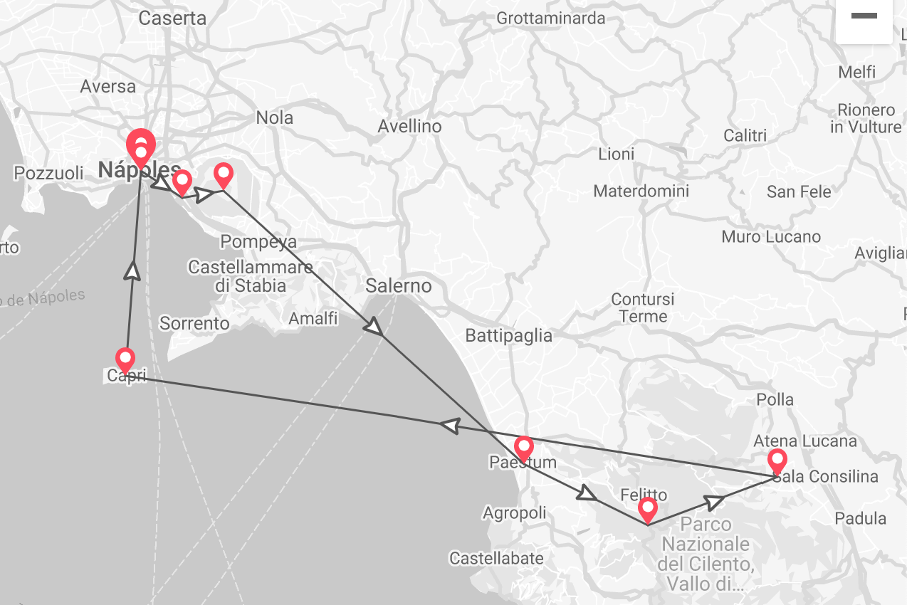 Campania: del Vesubio a la Isla de Capri map