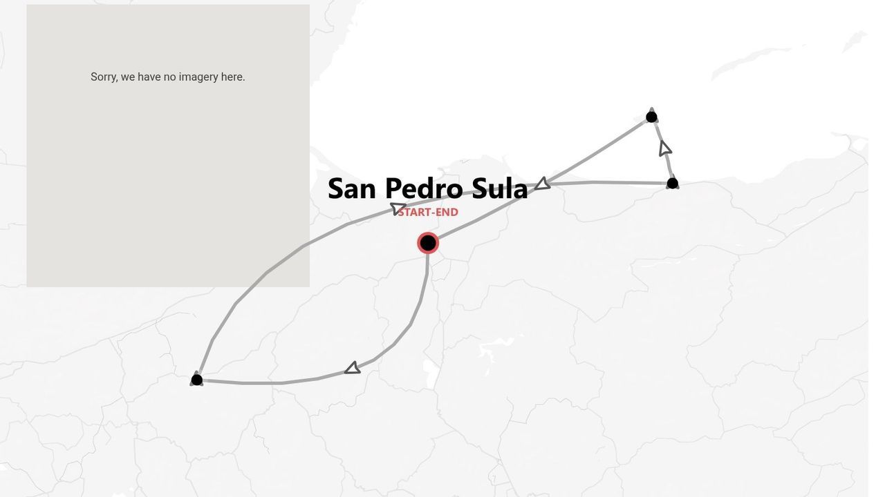 Reisekarte mit San Pedro Sula als Start- und Endpunkt.