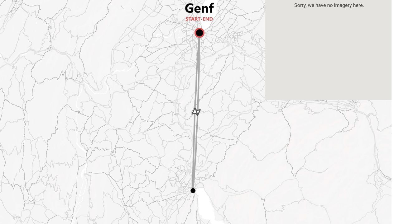Eine stilisierte Karte einer Rundreise ab Genf, mit einem Platzhalter für Bilder.