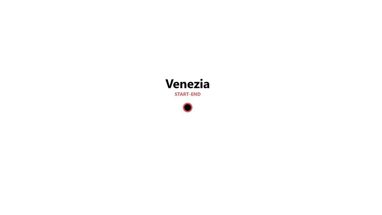 A map graphic with the word Venezia and 'START-END' above a red and black location pin.