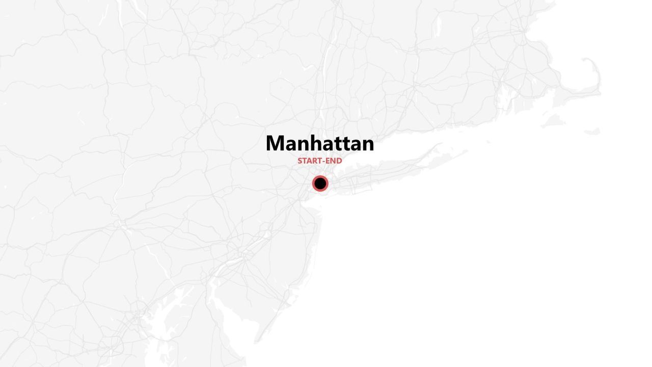 Mappa stilizzata di Manhattan con punti di partenza e arrivo.