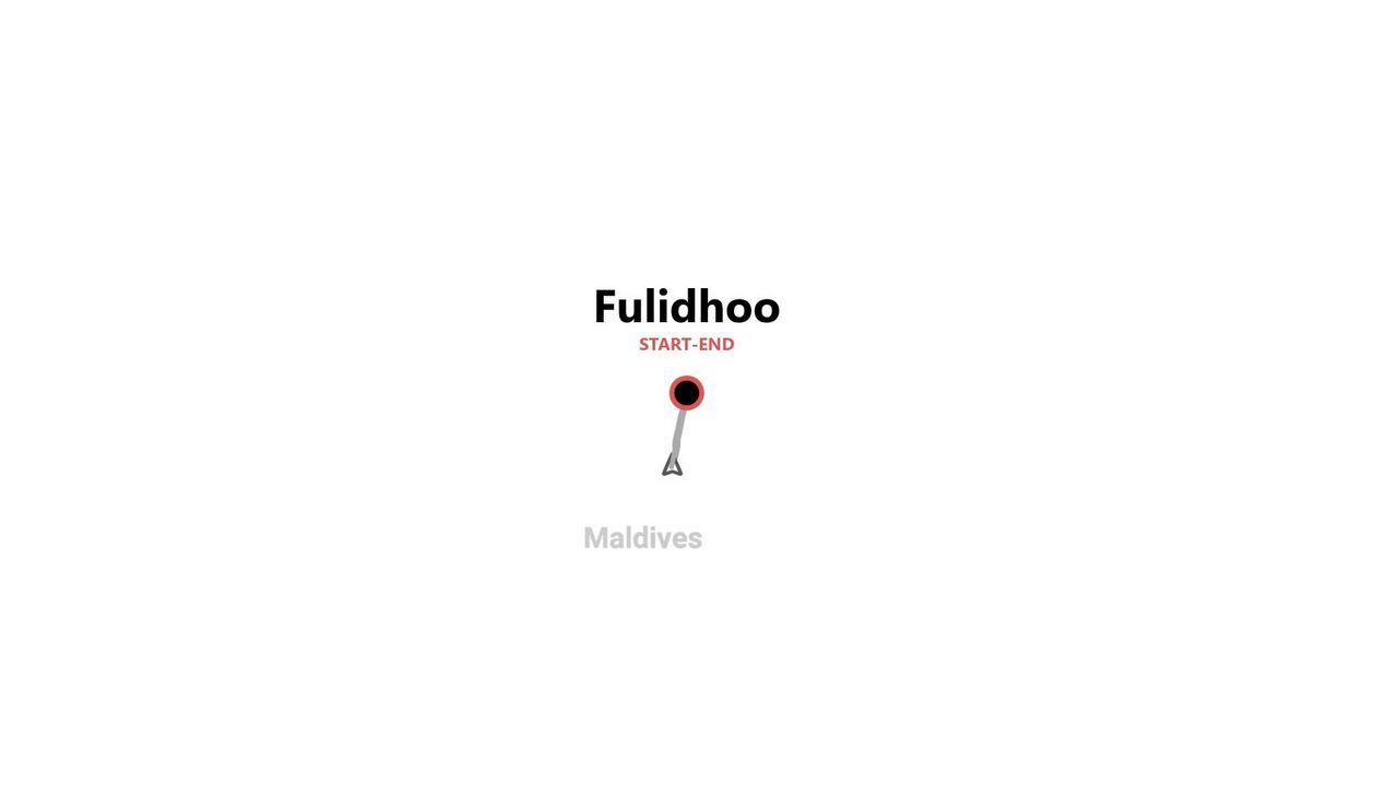 Mappa di Fulidhoo, Maldive, come punto di partenza e arrivo di un itinerario.
