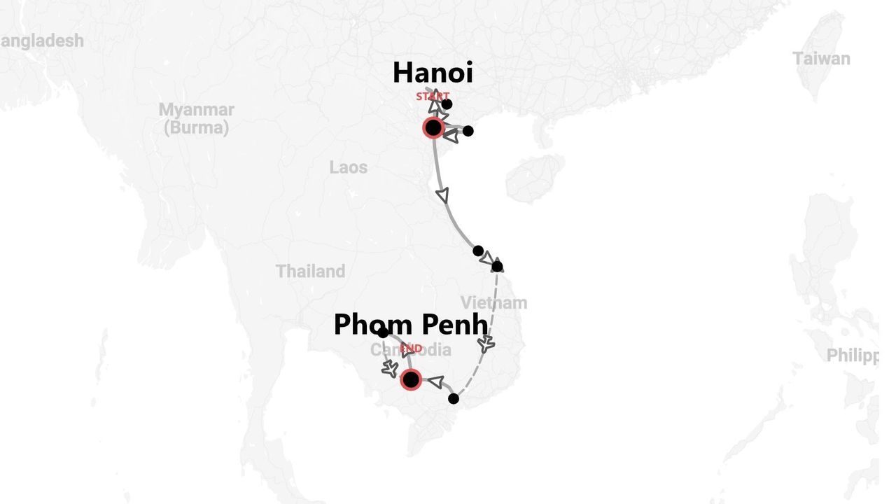 Ruta de viaje: Hanói a Phnom Penh