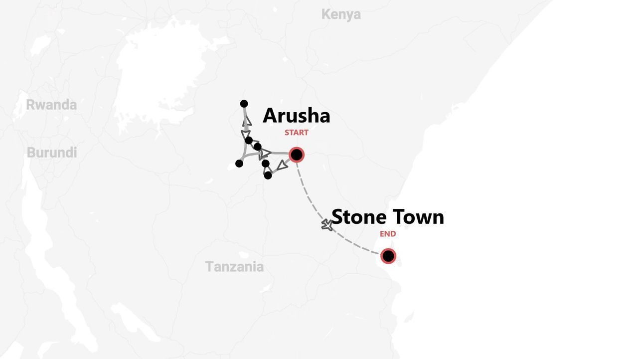 Itinerario di viaggio in Tanzania: da Arusha a Stone Town con volo.