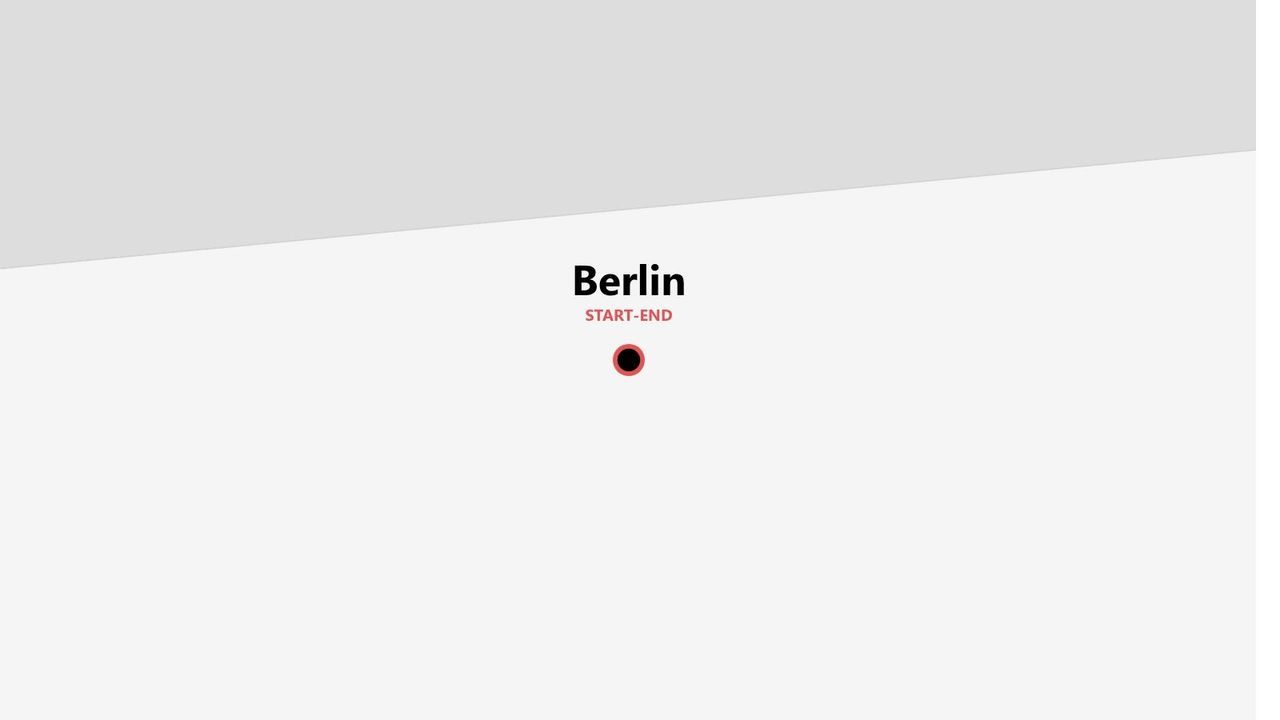Mappa itinerario minimalista di un viaggio con partenza e arrivo a Berlino, indicata da un marcatore circolare.