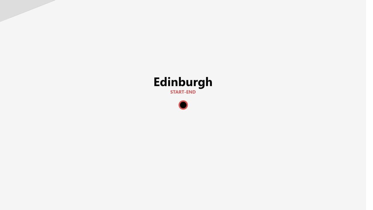Una mappa grafica che mostra Edimburgo come punto di partenza e di arrivo di un viaggio, contrassegnata da un'icona circolare rossa.