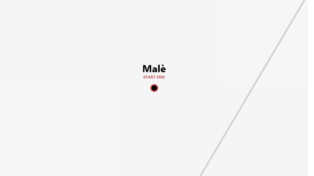 Eine Reiseroute, die Malè als Start- und Endpunkt auf einem minimalistischen Hintergrund markiert.