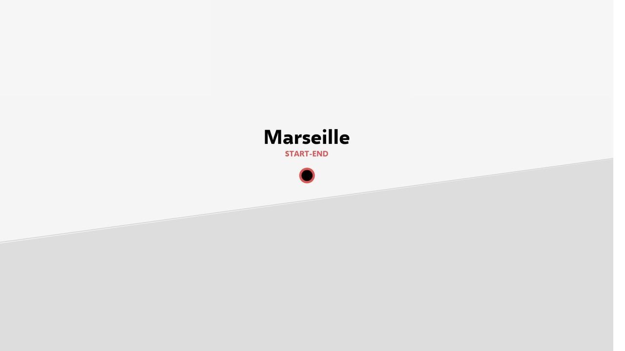 Une carte d'itinéraire de voyage marquant Marseille comme point de départ et d'arrivée.