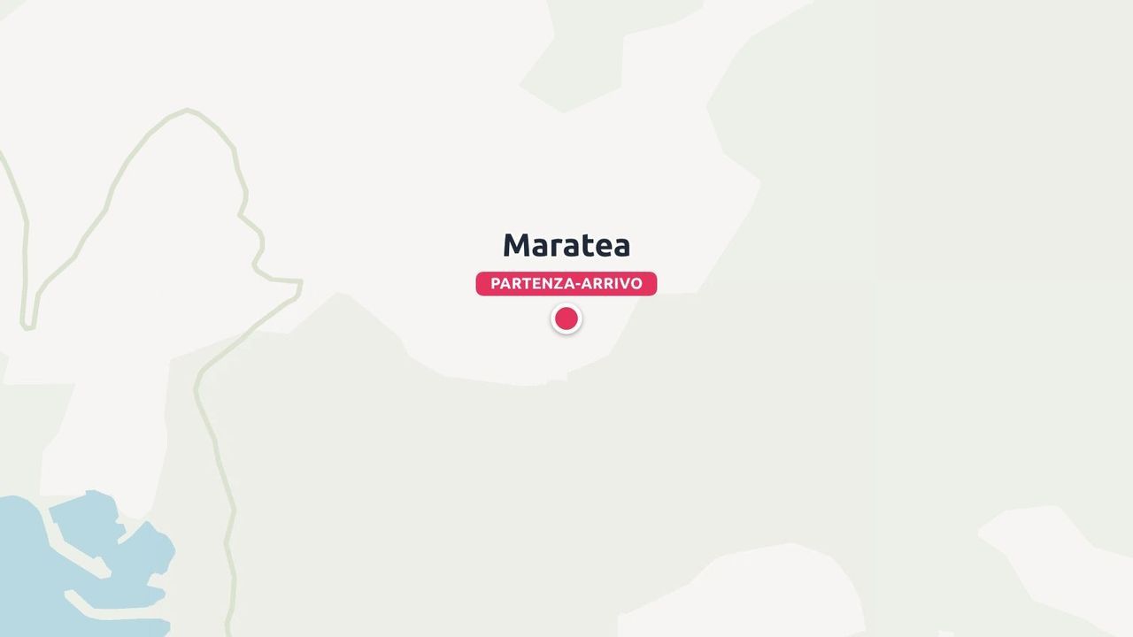 Una mappa di viaggio che segna Maratea con uno spillo rosa come punto di partenza e arrivo.