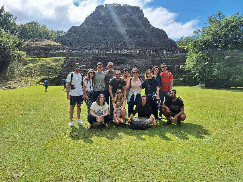 Group at Xunantunich A group of travelers in front of El Castillo at Xunantunich, Belize
