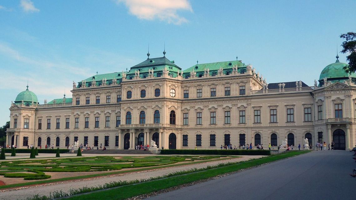The Belvedere palace in Vienna seen from its garden.