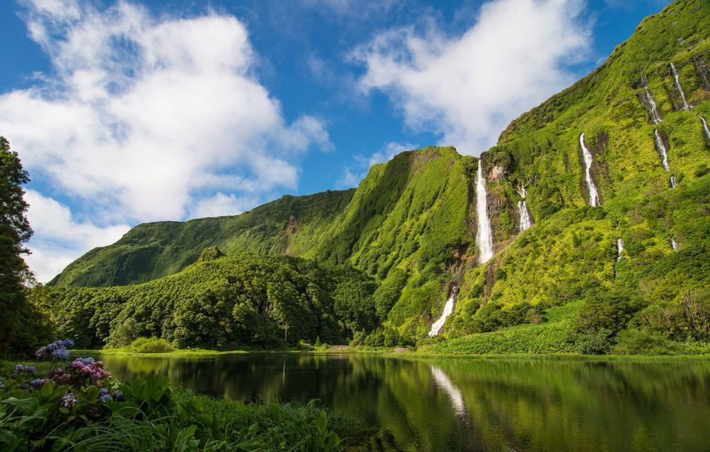 Nature, landscape, Azores, waterfall